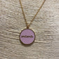 'Mama' Goldtone Pink Pendant Necklace