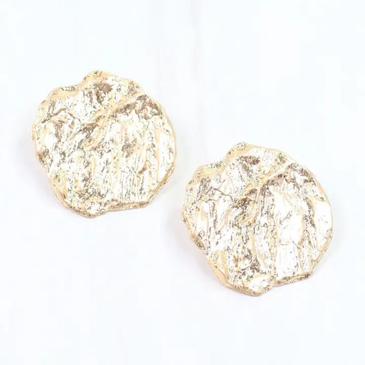 Caroline Hill Ingham Textured Round Earring Worn Gold