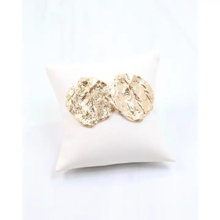 Caroline Hill Ingham Textured Round Earring Worn Gold