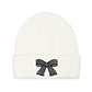 C.C Kids Rhinestone Ribbon Bow Embellishment Beanie Ivory