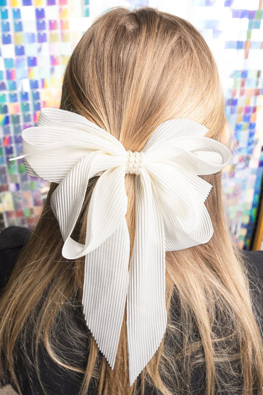 Just So Sweet Cream Pearl Hair Bow Barrette