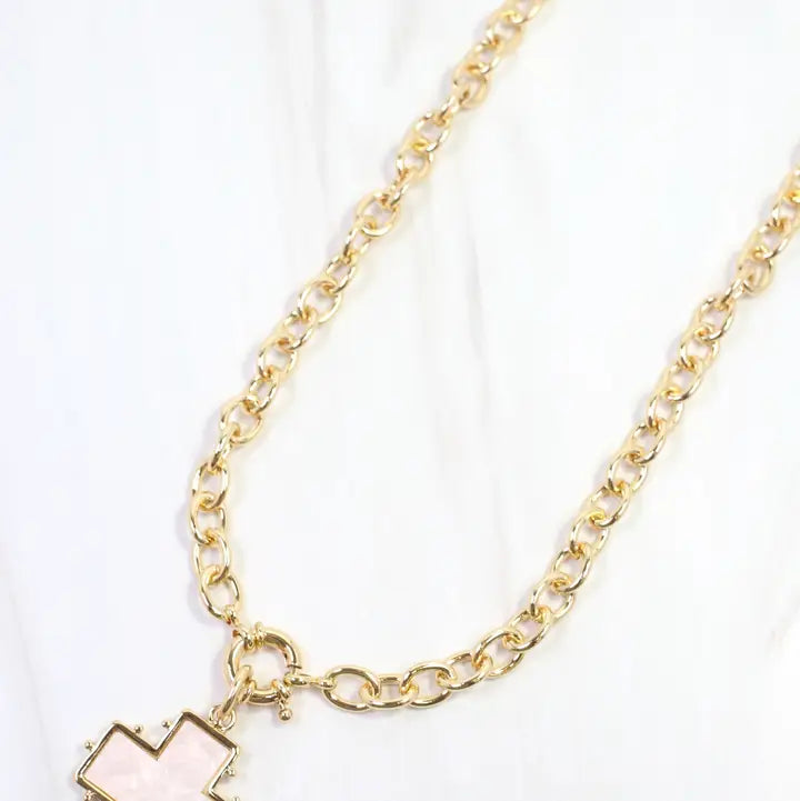 Caroline Hill Jaclyn Opal Cross Link Necklace Gold
