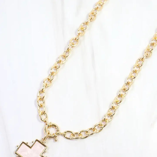 Caroline Hill Jaclyn Opal Cross Link Necklace Gold