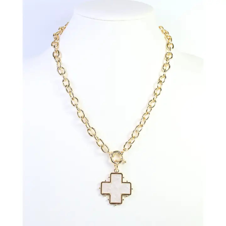 Caroline Hill Jaclyn Opal Cross Link Necklace Gold