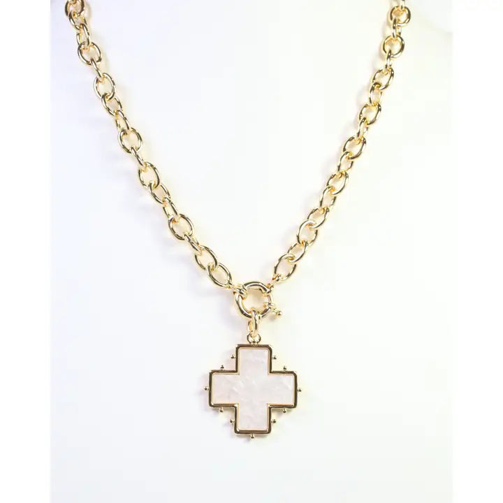 Caroline Hill Jaclyn Opal Cross Link Necklace Gold