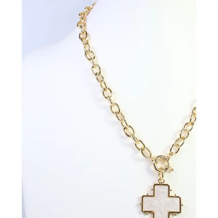Caroline Hill Jaclyn Opal Cross Link Necklace Gold