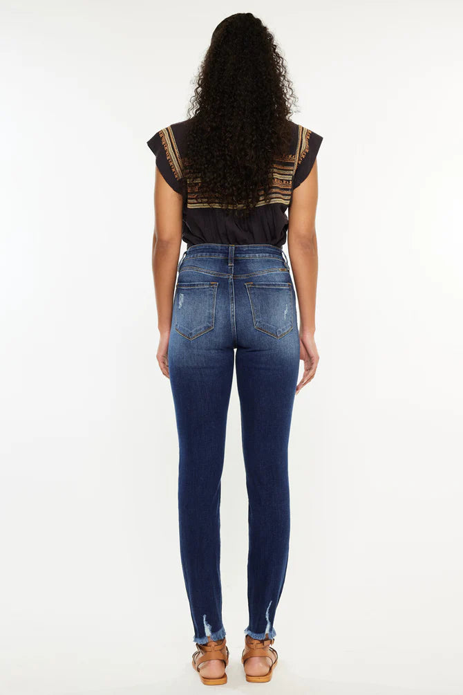 Kancan Womens Dark Jenny High Rise Ankle Skinny Jeans