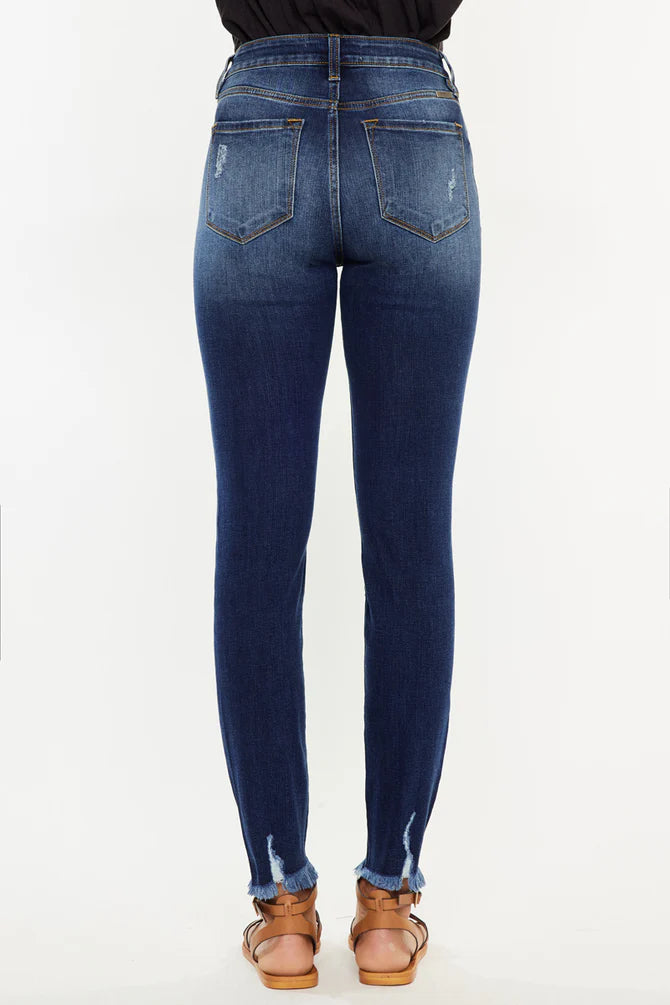 Kancan Womens Dark Jenny High Rise Ankle Skinny Jeans