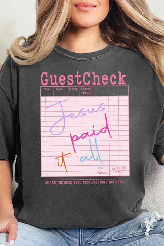 Womens Jesus Got The Check Pepper Comfort Colors Adult Ring-Spun Cotton Tee