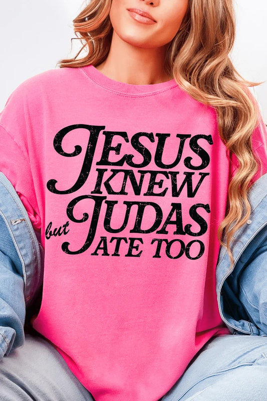 Womens Jesus Knew Crunchberry Comfort Colors Adult Ring-Spun Cotton Tee
