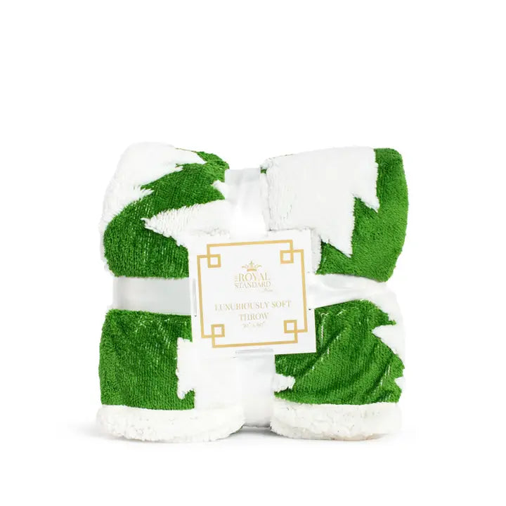 The Royal Standard Jolly Tree Throw Green/White 50x60