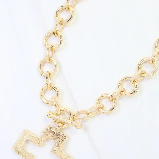 Caroline Hill Jordan Open Cross Circle Link Necklace Gold