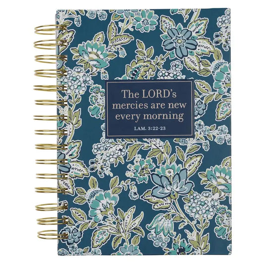 Journal Spiral-Bound Blue Floral New Mercies Lam. 3:22-23