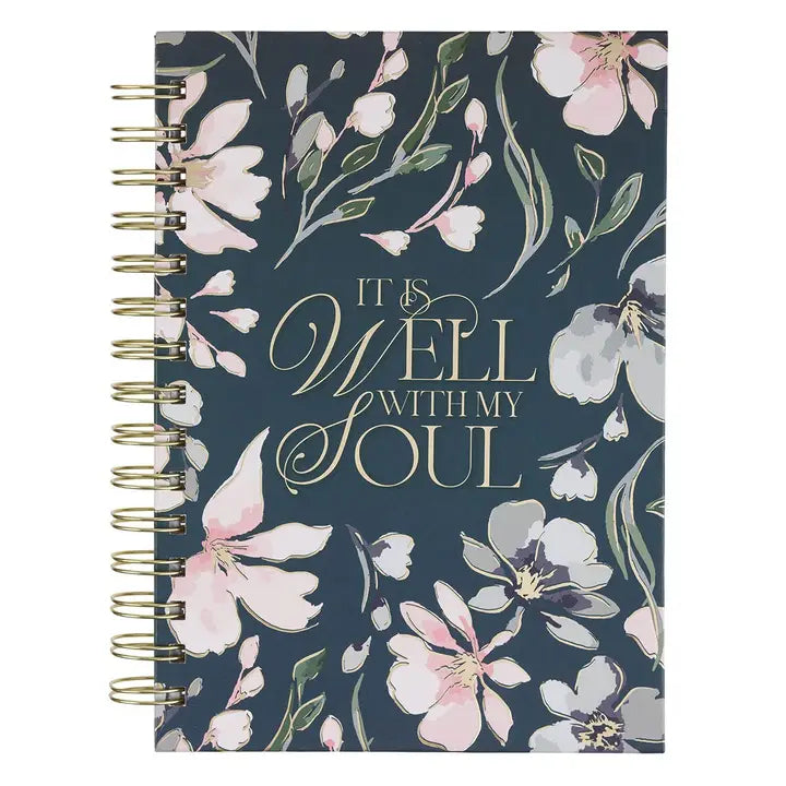 Journal Spiral Blue Floral It Is Well with My Soul
