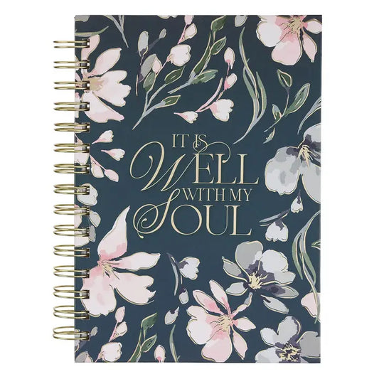 Journal Spiral Blue Floral It Is Well with My Soul