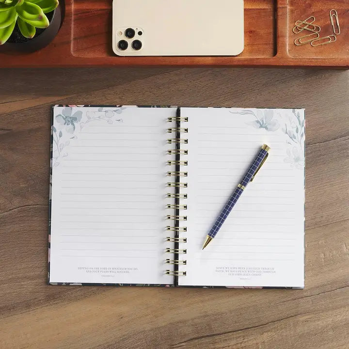 Journal Spiral Blue Floral It Is Well with My Soul