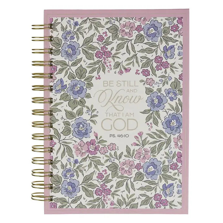 Journal Spiral Purple Floral Be Still and Know Ps. 46:10
