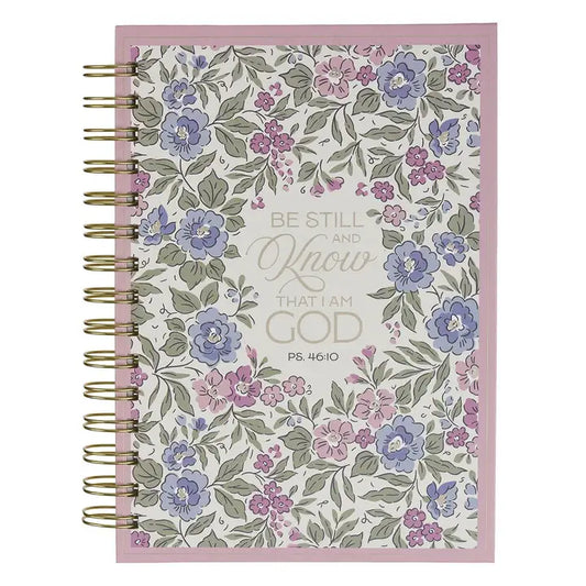 Journal Spiral Purple Floral Be Still and Know Ps. 46:10