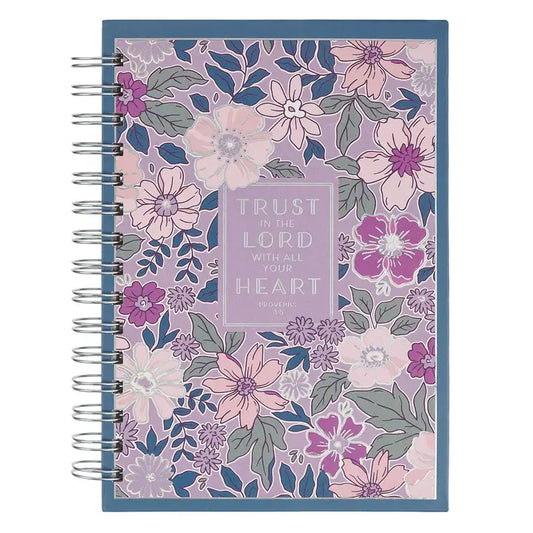 Journal Spiral  Purple Floral Trust in the Lord Prov. 3:5