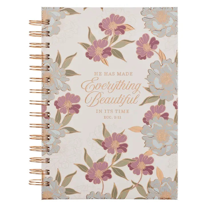 Journal Spiral White Floral Everything Beautiful Ecc 3:11