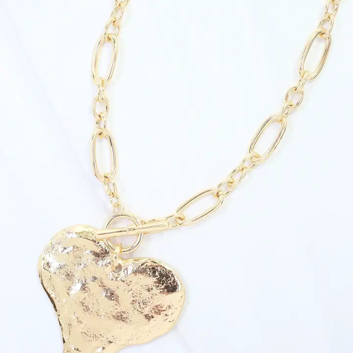 Caroline Hill Jovie Heart Pendant Toggle Necklace Gold