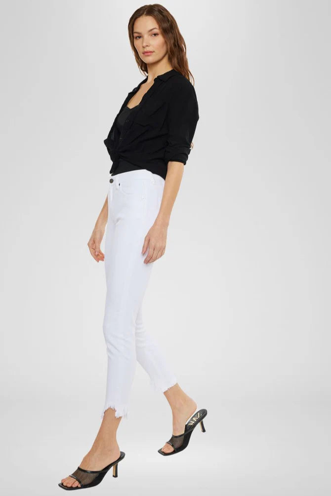Kancan Womens White Dayana High Rise Ankle Skinny Jeans