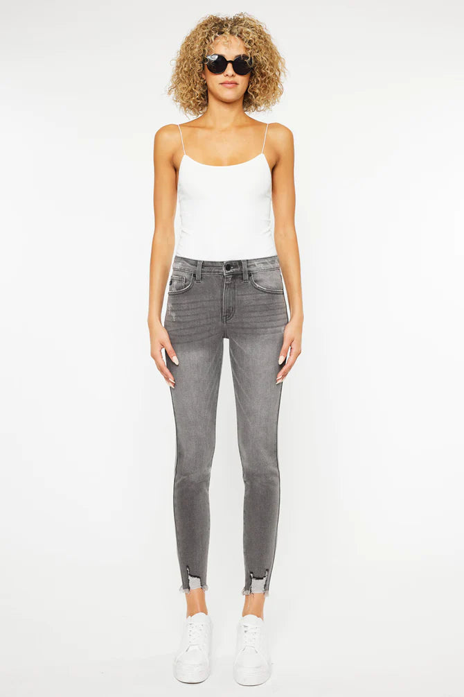 Kancan Womens Gemma Gray High Rise Ankle Skinny Jeans