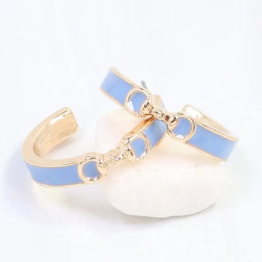Caroline Hill Kaylen Horsebit Hoop Earring Blue