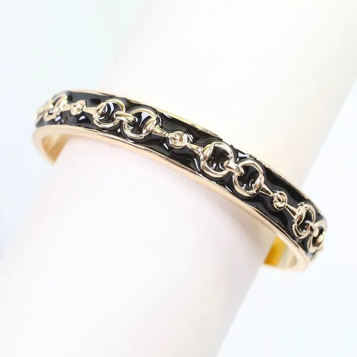 Caroline Hill Kaylene Horsebit Cuff Bracelet Black