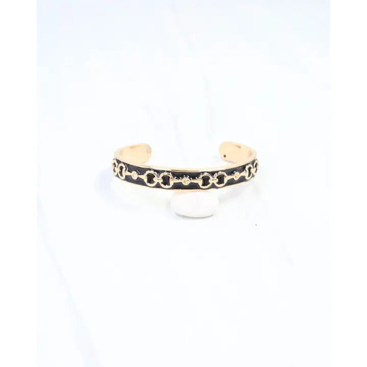 Caroline Hill Kaylene Horsebit Cuff Bracelet Black