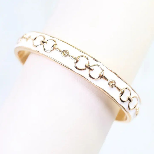 Caroline Hill Kaylene Horsebit Cuff Bracelet White