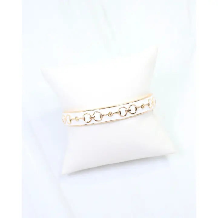 Caroline Hill Kaylene Horsebit Cuff Bracelet White