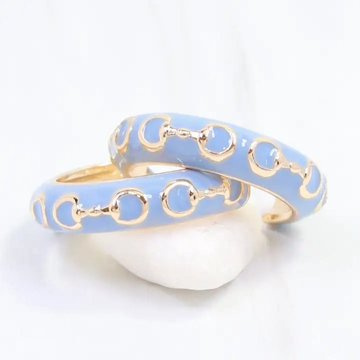 Caroline Hill Kaylene Horsebit Hoop Earring Blue