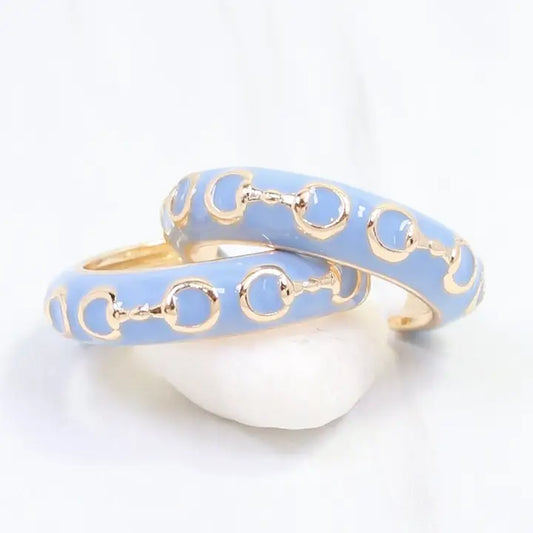 Caroline Hill Kaylene Horsebit Hoop Earring Blue