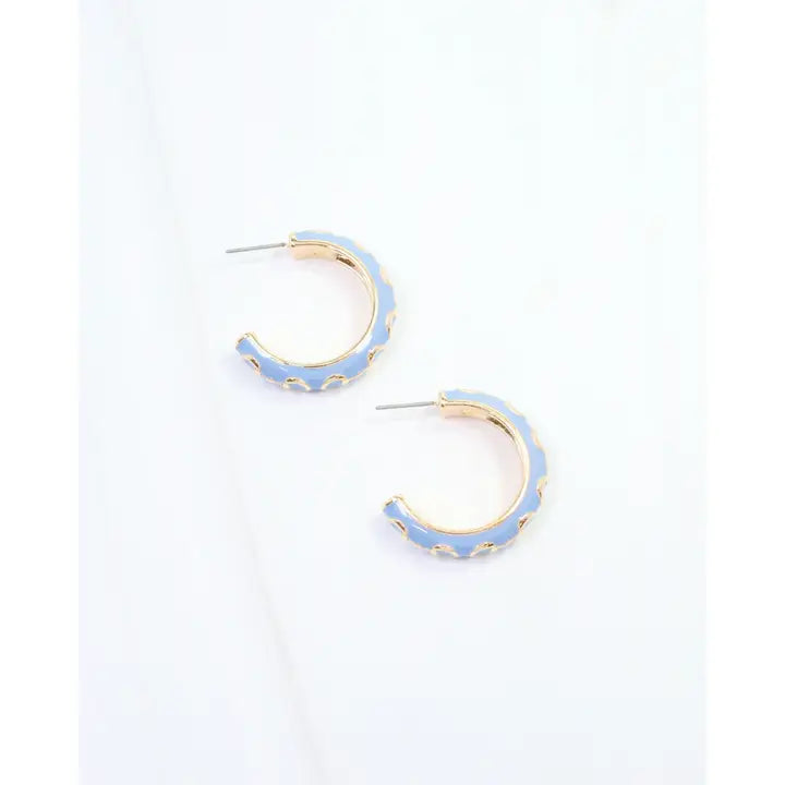 Caroline Hill Kaylene Horsebit Hoop Earring Blue