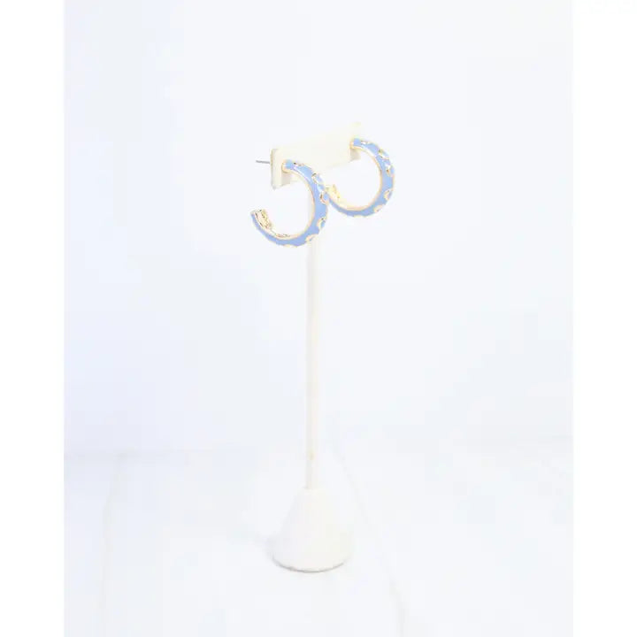 Caroline Hill Kaylene Horsebit Hoop Earring Blue