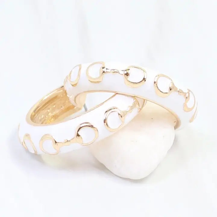 Caroline Hill Kaylene Horsebit Hoop Earring White