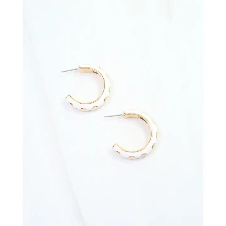 Caroline Hill Kaylene Horsebit Hoop Earring White