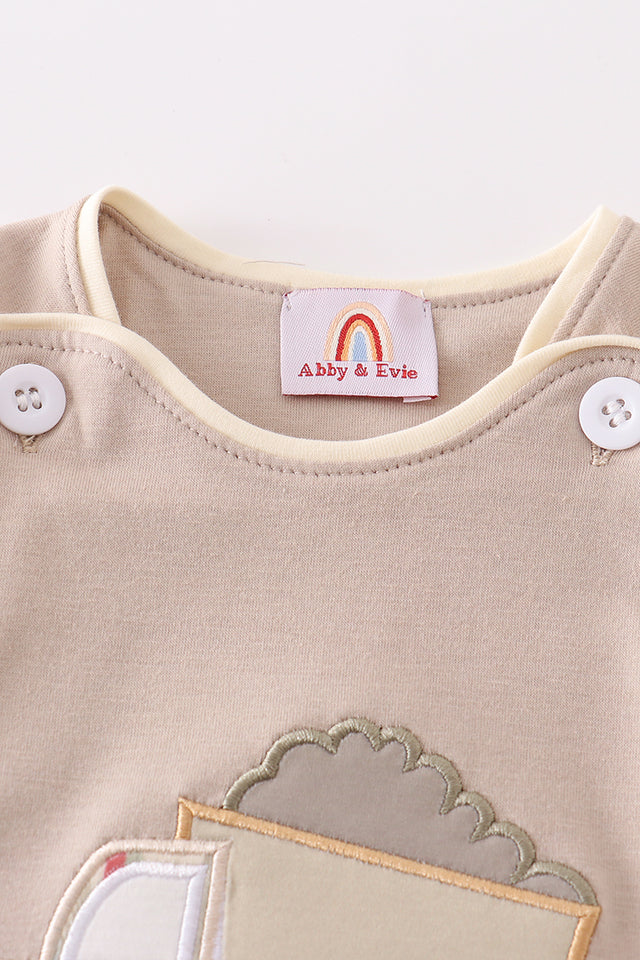 Boys Khaki Truck Applique Bubble