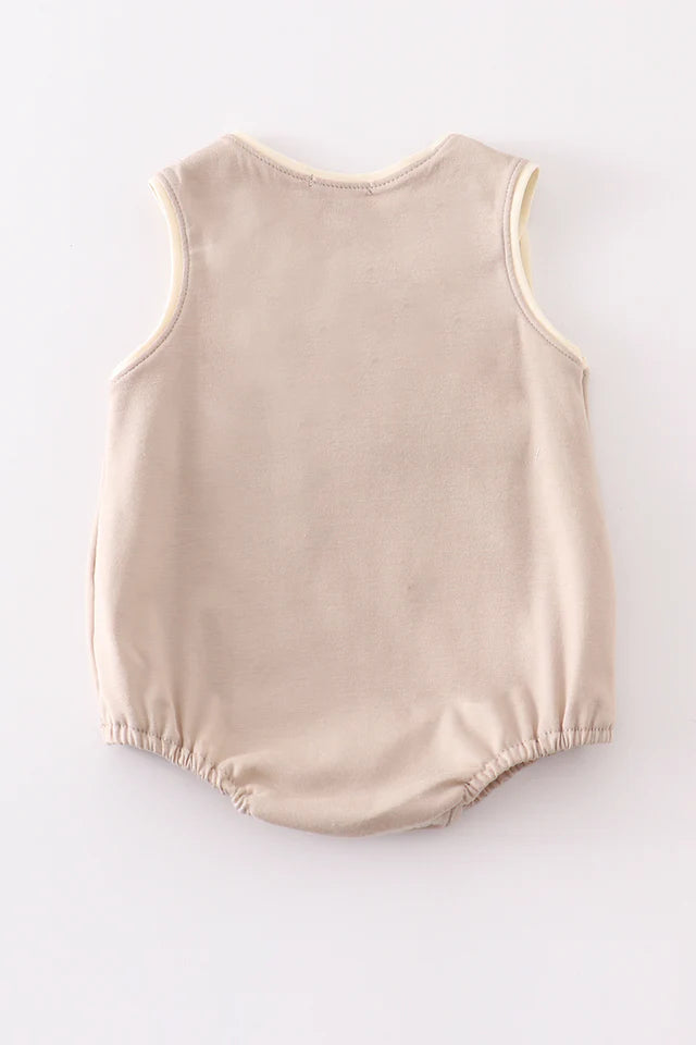 Boys Khaki Truck Applique Bubble