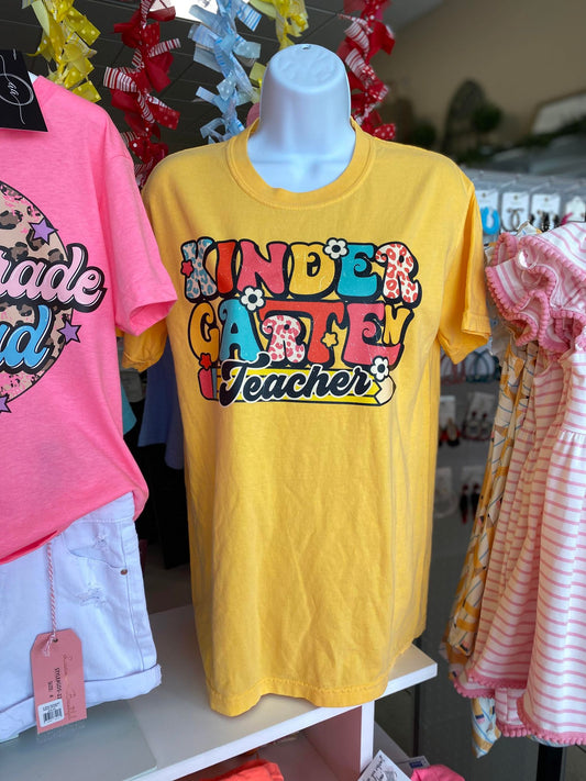 Womens Kindergarten Teacher Yellow Tee