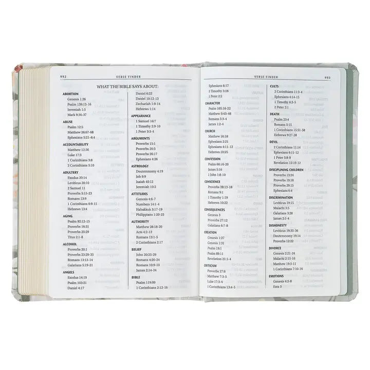 Kjv Bible Compact Faux Leather Hc Floral Printed Ps 23:3