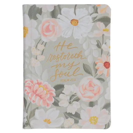 Kjv Bible Compact Faux Leather Hc Floral Printed Ps 23:3