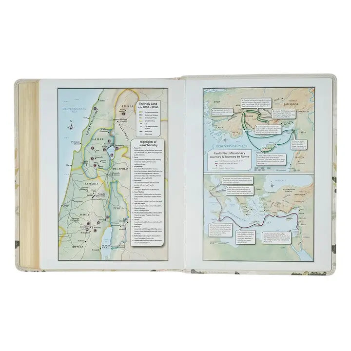 Kjv Note-Taking Bible Faux Leather Floral Printed Ps 91:4