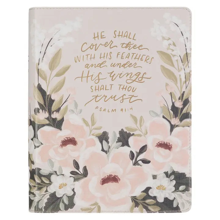 Kjv Note-Taking Bible Faux Leather Floral Printed Ps 91:4