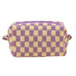 Zenana Lavender Checkered Makeup Cosmetic Pouch Bag