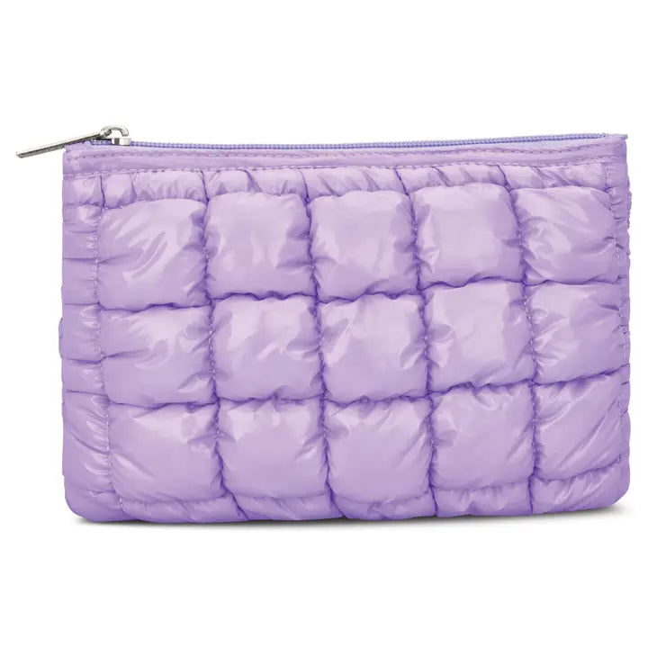 Lavender Shiny Puffer Pouch