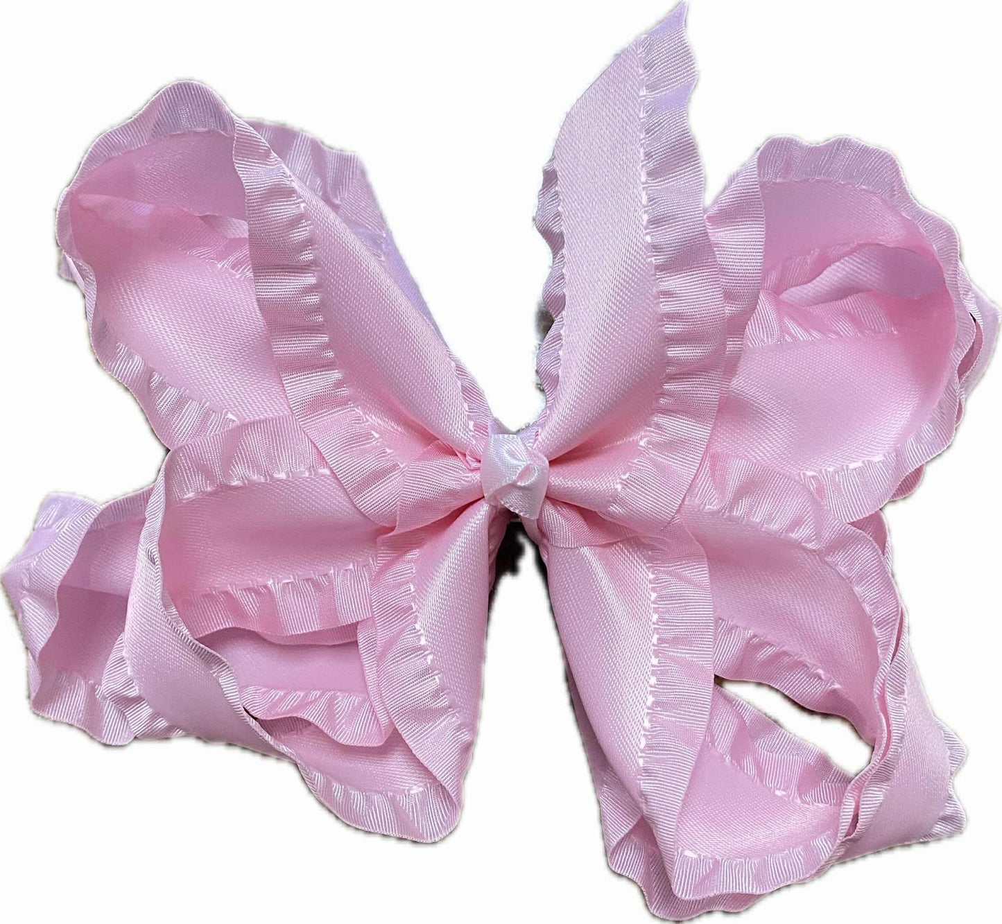 6" Light Pink Double Ruffle Hair Bow