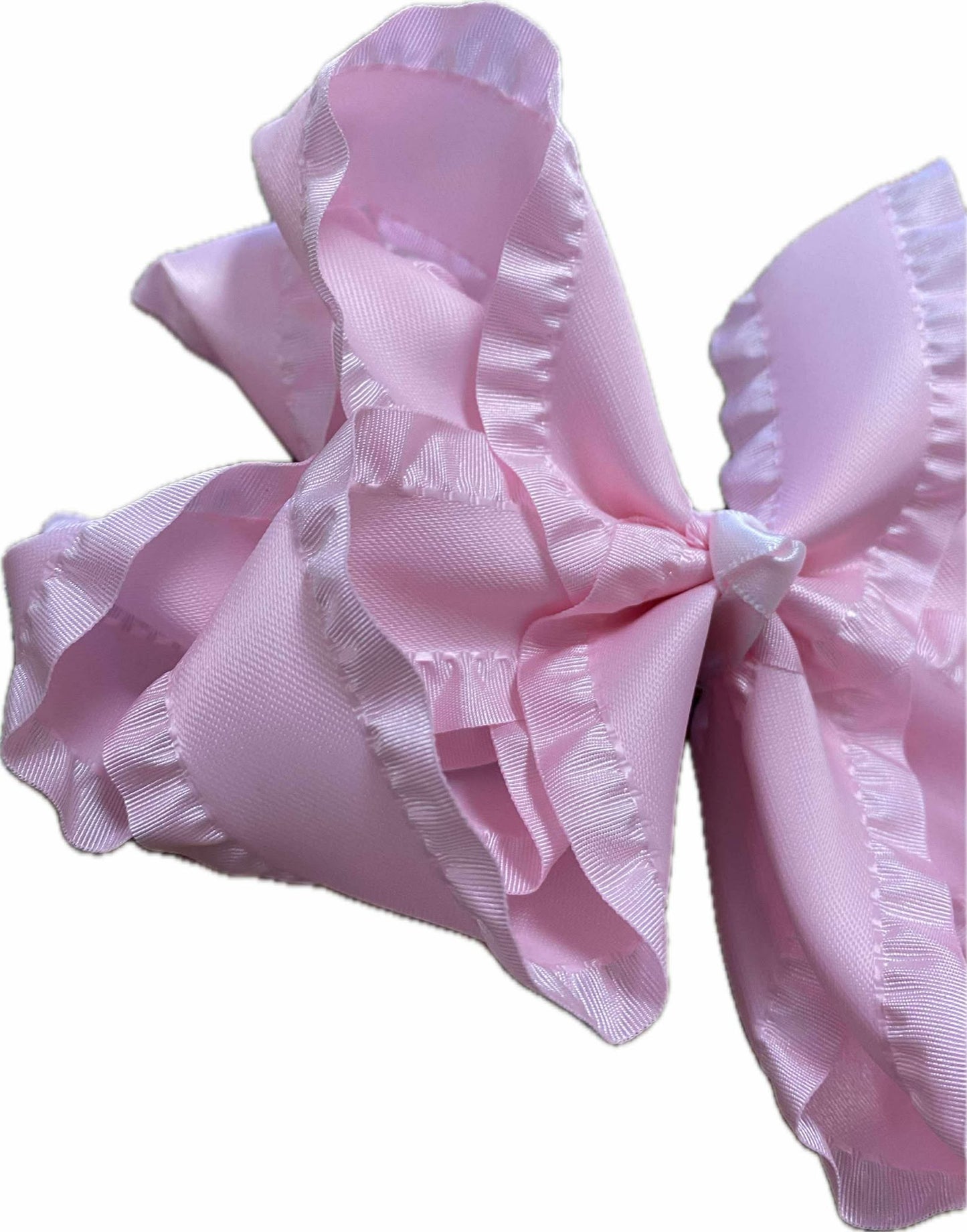 6" Light Pink Double Ruffle Hair Bow