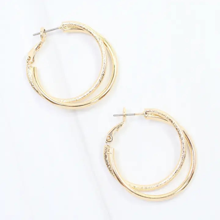 Caroline Hill Lisa Double Hoop Earring Wr Gold